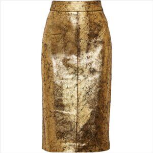 Raoul Metallic Cracked Leather Pencil Skirt